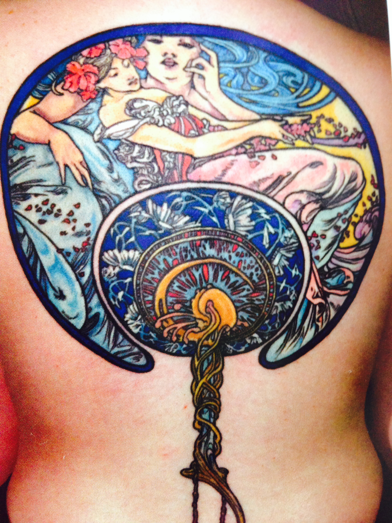 Alphonse Mucha tattoo reproduction by Thea Duskin 